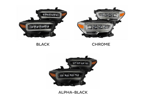 AlphaRex Nova LED Headlights: Toyota Tacoma (16-20) - Black (Set) (SKU: 880707)