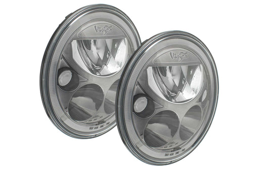 Vision X LED Headlights: (Each / 5.75in Round / Chrome / Amber Halo) (Motorcycle Spec) (SKU: XMC-575RDA)