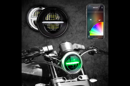 XK Glow XKChrome RGB LED 5.75in Headlight Kit: Chrome w/ Controller (SKU: XK-5IN-KIT-W)
