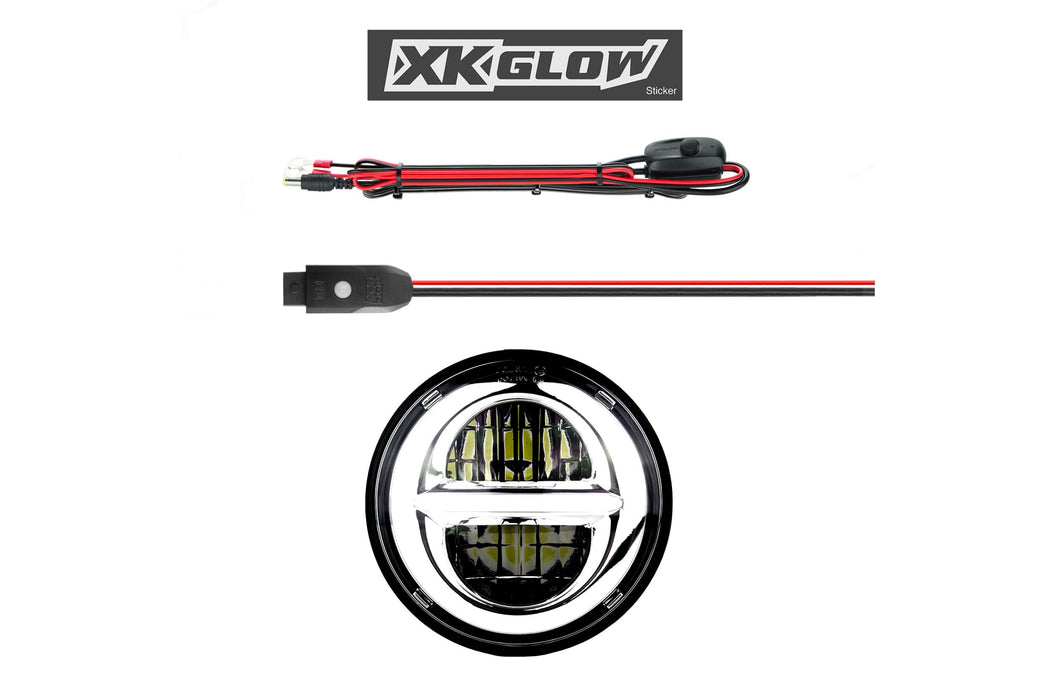XK Glow XKChrome RGB LED 5.75in Headlight Kit: Chrome w/ Controller (SKU: XK-5IN-KIT-W)