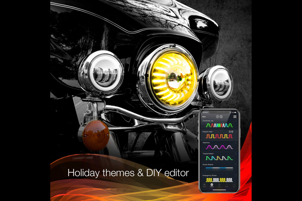 XK Glow XKChrome RGB LED 7in Harley Headlight Kit w/ Controller (SKU: XK-7IN-HD-KIT)