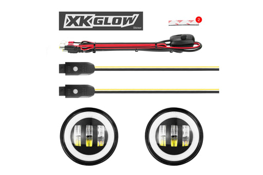 XK Glow XKChrome RGB LED Fog Light Kit: Wrangler JL (Black w/ Controller) (Pair) (SKU: XK042010-B-JL)