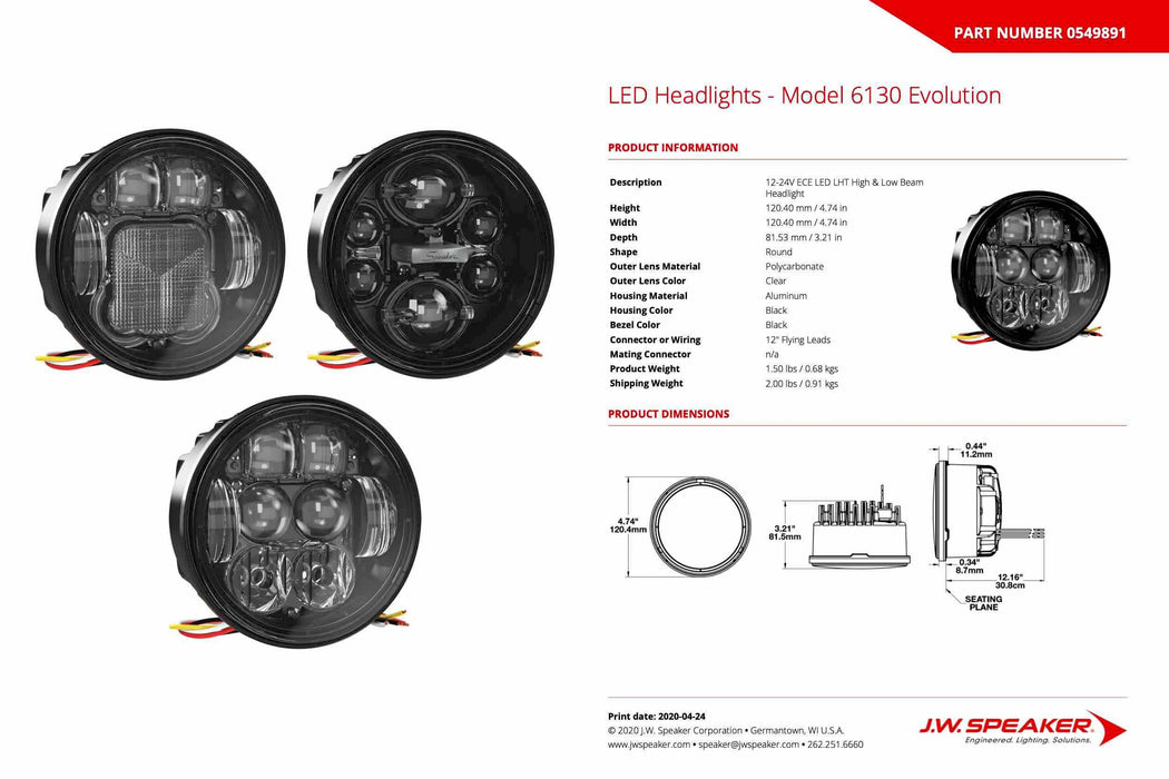 JW Speaker 6130-EV 12/24V High Beam SAE ECE (SKU: 549871)