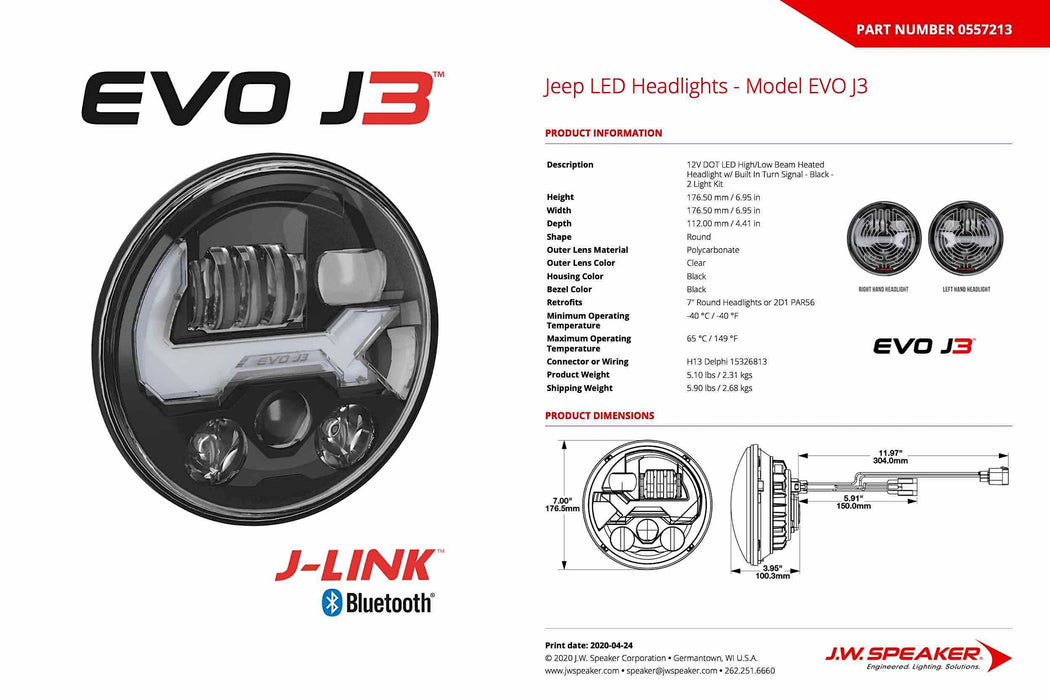 JW Speaker EVO J3 GRAPHITE DOT Heated (SET) (SKU: 555613)