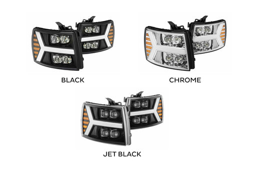AlphaRex Nova LED Headlights: Chevy Silverado 1500 (07-13) - Chrome (Set) (SKU: 880207)