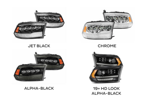 AlphaRex Nova LED Headlights: Dodge Ram (09-18) - Jet Black (Set) (SKU: 880590)