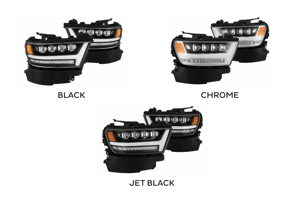 AlphaRex Nova LED Headlights: Dodge Ram 1500 (19+) - Jet Black (Set) (SKU: 880516)