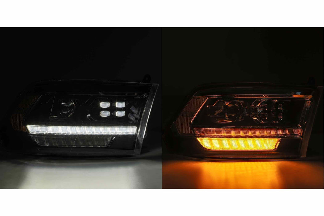 AlphaRex Pro Halogen Headlights: Dodge Ram (09-18) - Jet Black (Set) (SKU: 880593)