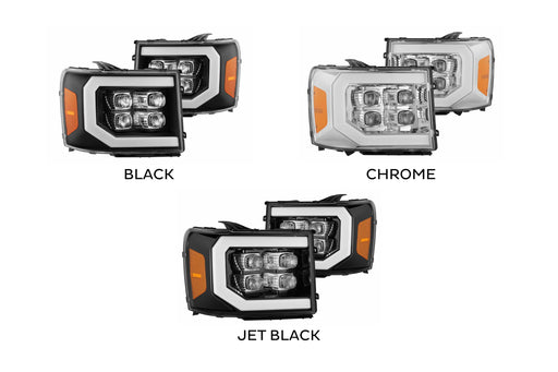AlphaRex Nova LED Headlights: GMC Sierra (07-13) - Jet Black (Set) (SKU: 880608)