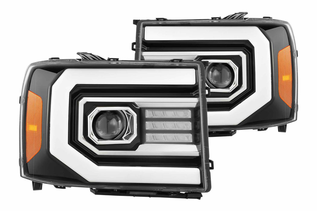 AlphaRex Pro Halogen Headlights: GMC Sierra (07-13) - Jet Black (Set) (SKU: 880605)