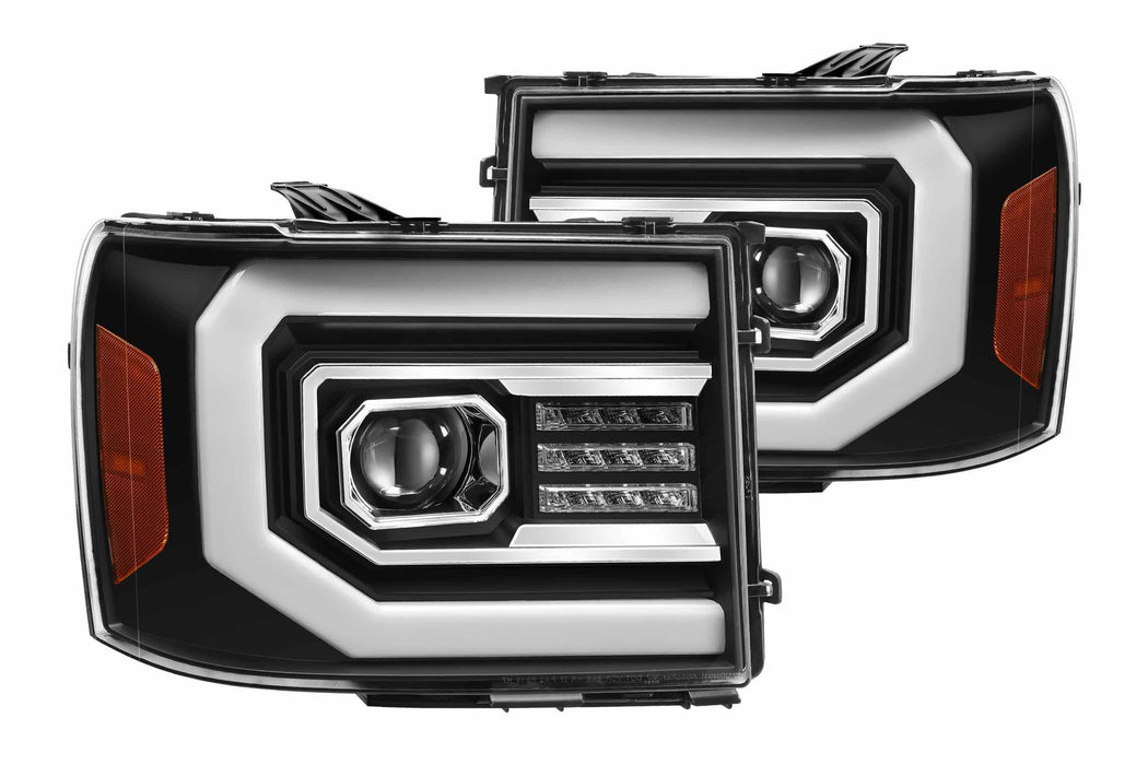 AlphaRex Pro Halogen Headlights: GMC Sierra (07-13) - Jet Black (Set) (SKU: 880605)