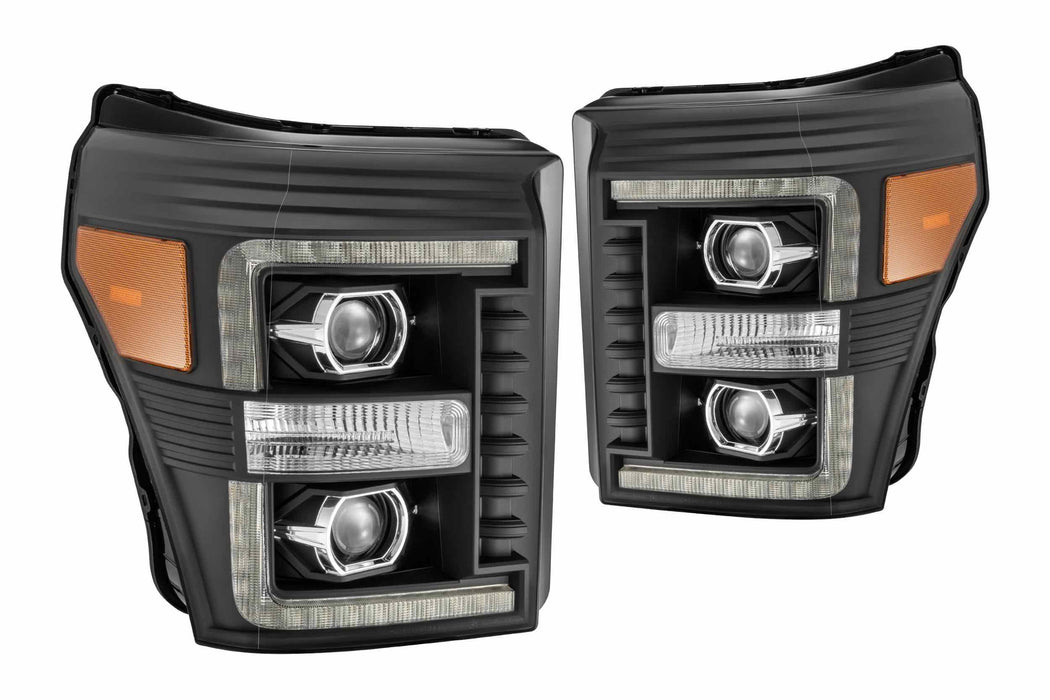 AlphaRex Luxx LED Headlights: Ford Super Duty (11-16) - Black (Set) (SKU: 880146)