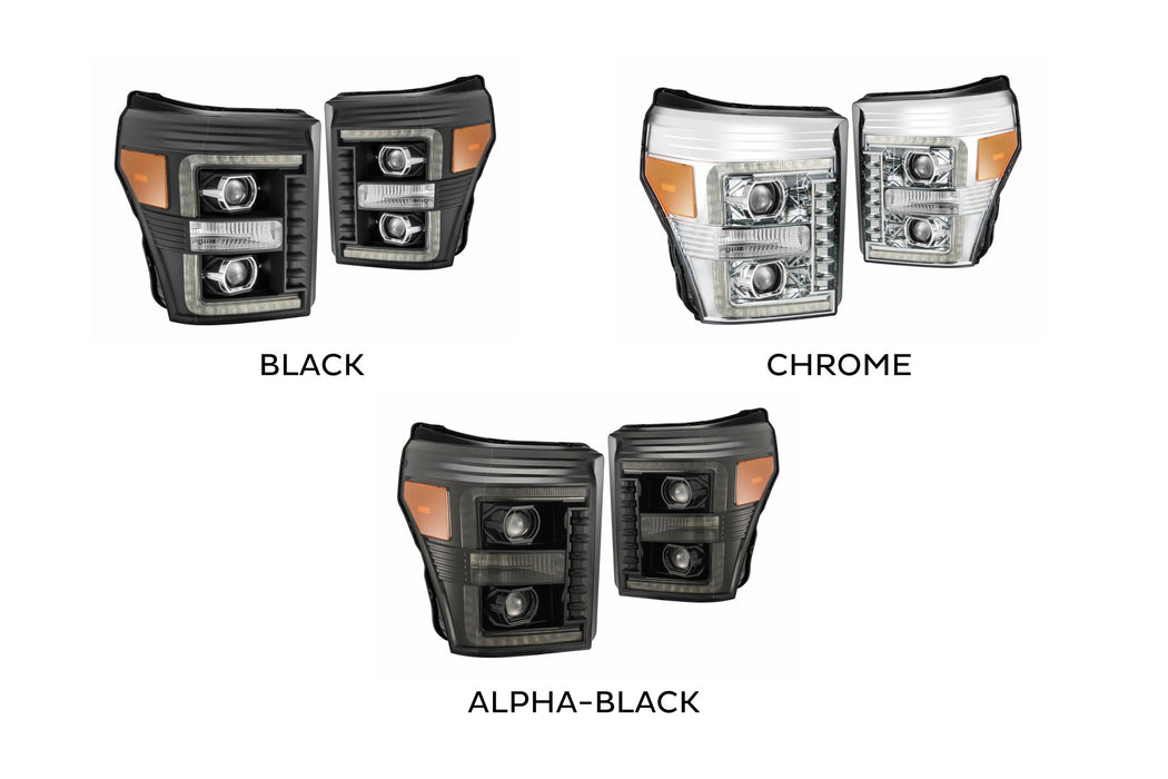 AlphaRex Luxx LED Headlights: Ford Super Duty (11-16) - Black (Set) (SKU: 880146)