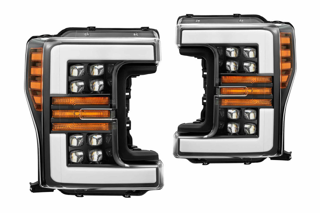 AlphaRex Nova LED Headlights: Ford Super Duty (17-19) - Jet Black (Set) (SKU: 880100)