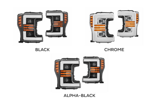 AlphaRex Pro Halogen Headlights: Ford Super Duty (17-19) - Black (Set) (SKU: 880106)