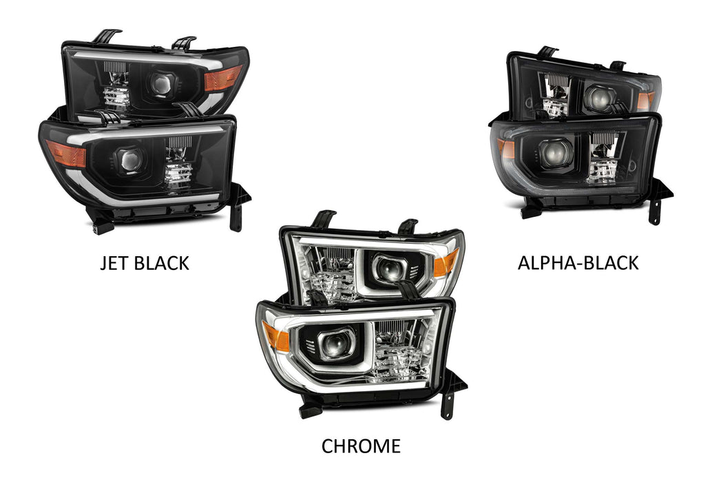 AlphaRex Pro Halogen Headlights:: Toyota Tundra (07-13) - Gloss Black (Set) (w/ Auto-Leveling) (SKU: AXHL-TUN07-PPTS-FLB-AA)