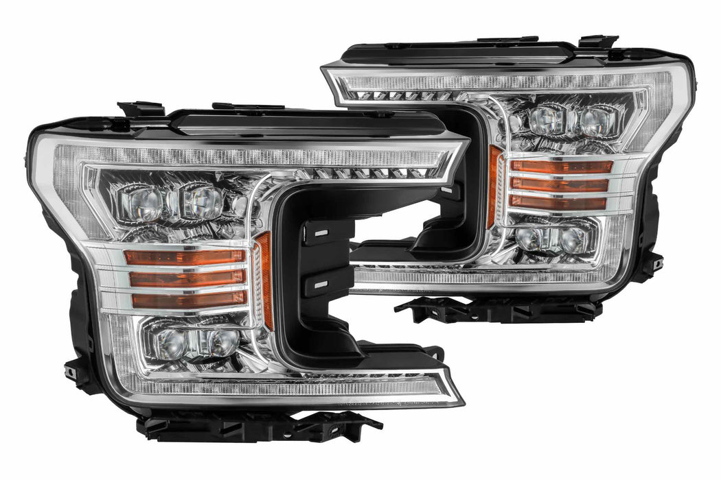 AlphaRex Nova LED Headlights: Ford F150 (18-19) - Chrome (Set) (SKU: 880181)