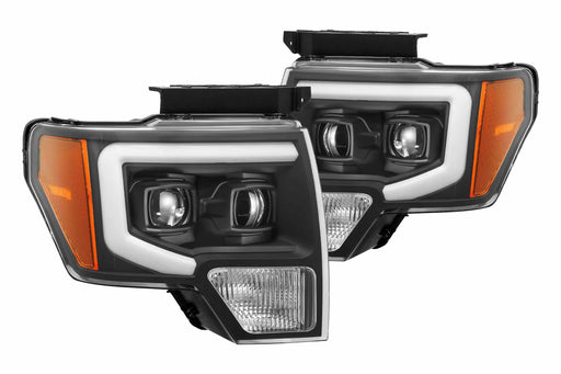 AlphaRex Luxx LED Headlights: Ford F150 (09-14) - Jet Black (Set) (SKU: 880177)