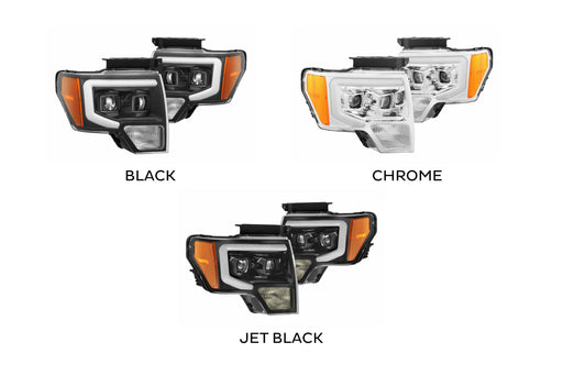AlphaRex Luxx LED Headlights: Ford F150 (09-14) - Chrome (Set) (SKU: 880178)