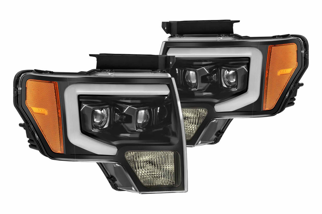 AlphaRex Pro Halogen Headlights: Ford F150 (09-14) - Jet Black (Set) (SKU: 880116)