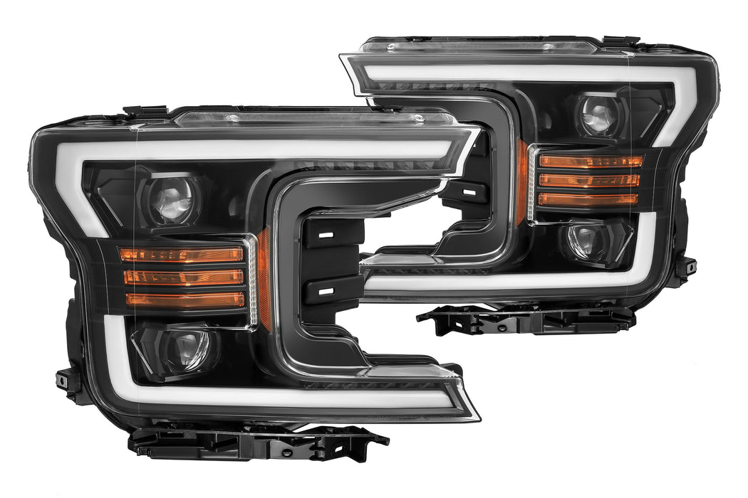 AlphaRex Pro Halogen Headlights: Ford F150 (18-19) - Black (Set) (SKU: 880186)