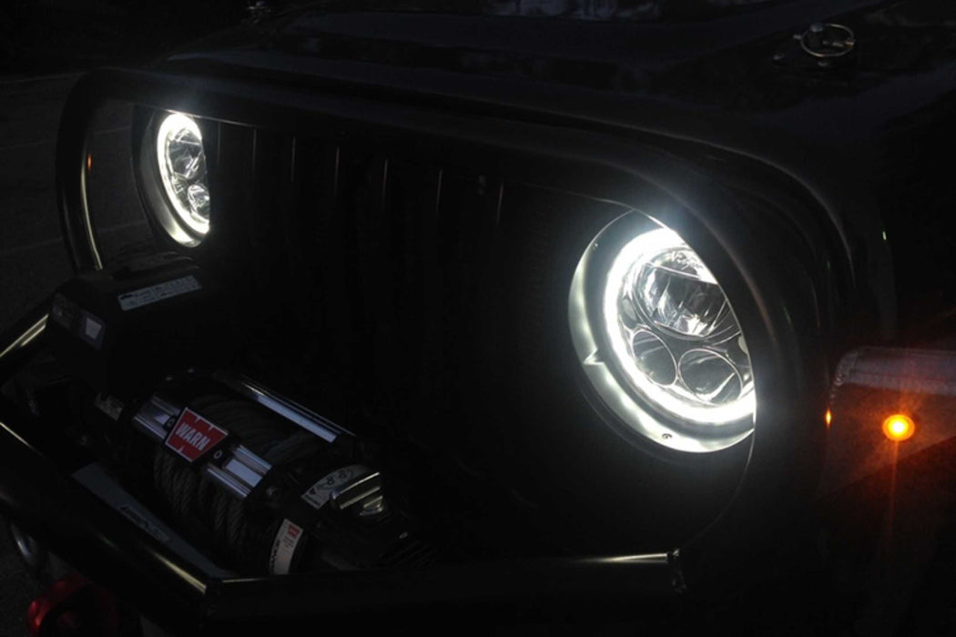 Vision X LED Headlights: (Each / 5.75in Round / Chrome / White Halo)