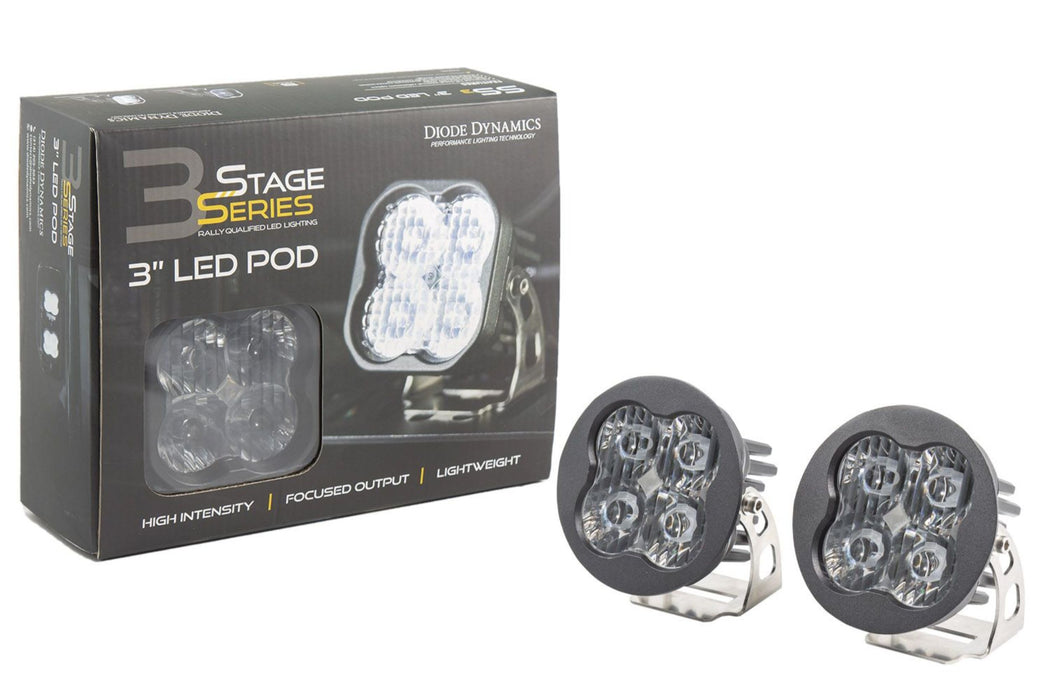 SS3 LED Fog Light Kit for 2019 Ram 1500 (non-LED) White SAE/DOT Driving Diode Dynamics (Pair) (SKU: DD6180-ss3fog-2604)