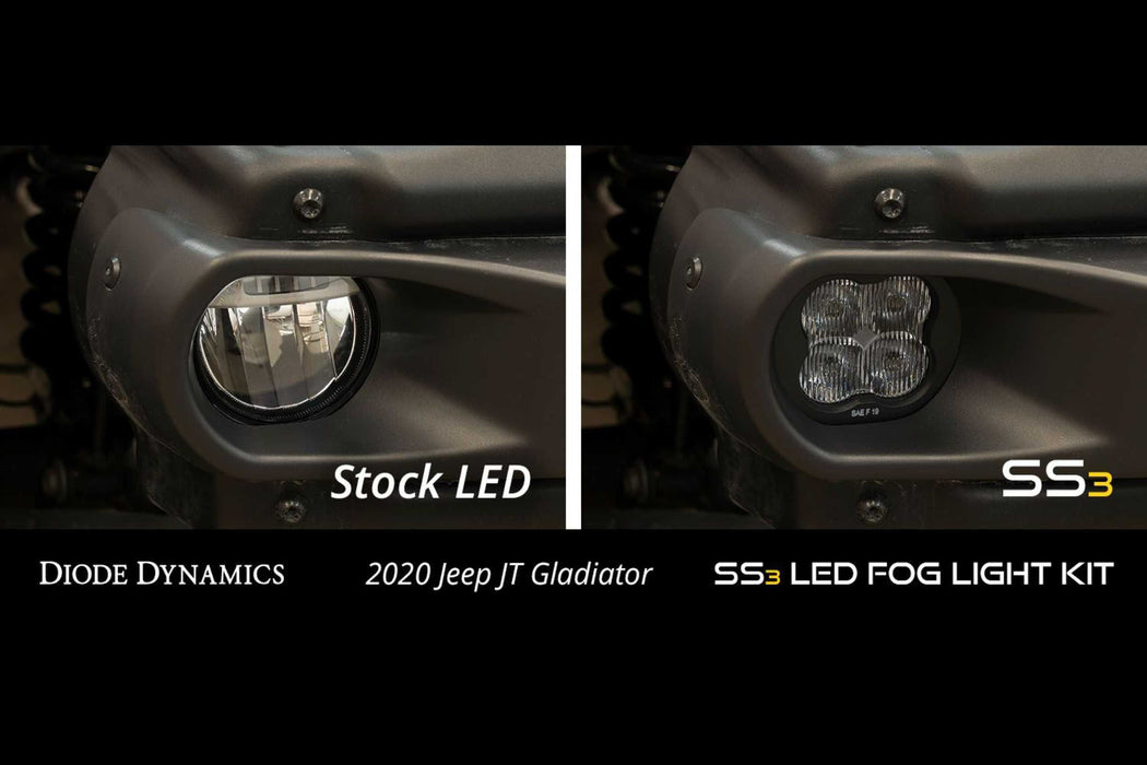 SS3 LED Fog Light Kit for 2020 Jeep Gladiator Rubicon Yellow SAE/DOT Fog Pro (Steel Bumper) (Pair)
