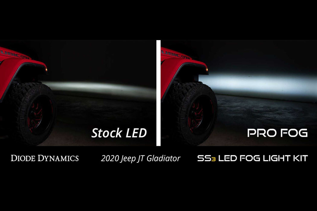 SS3 LED Fog Light Kit for 2020 Jeep Gladiator Rubicon White SAE/DOT Fog Sport (Steel Bumper) (Pair)
