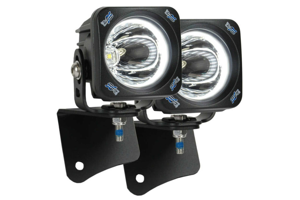 Vision X A-Pillar LED Lighting System: Jeep TJ (97-06) (2x 4.5in Optimus Square Pods / 15 Degree Beam)