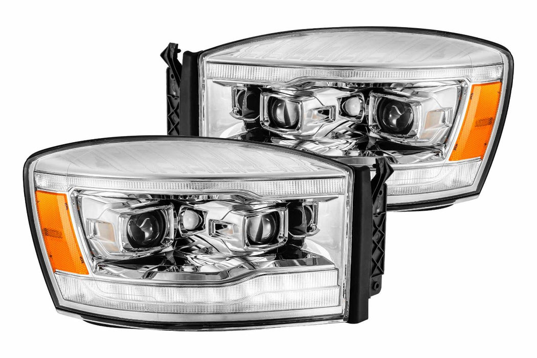 AlphaRex Luxx LED Headlights: Dodge Ram (06-08) - Alpha-Black (Set) (SKU: 880533)