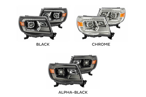 AlphaRex Luxx LED Headlights: Toyota Tacoma (05-11) - Black (Projector Ver / Set) (SKU: 880741)