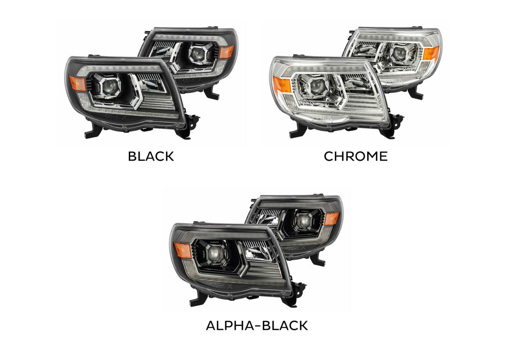 AlphaRex Luxx LED Headlights: Toyota Tacoma (05-11) - Chrome (Reflector / Set) (SKU: 880734)