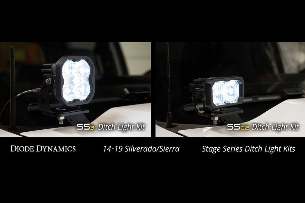 SS3 LED Ditch Light Kit for 2014-2019 Silverado/Sierra  Pro White Driving (SKU: DD6657)