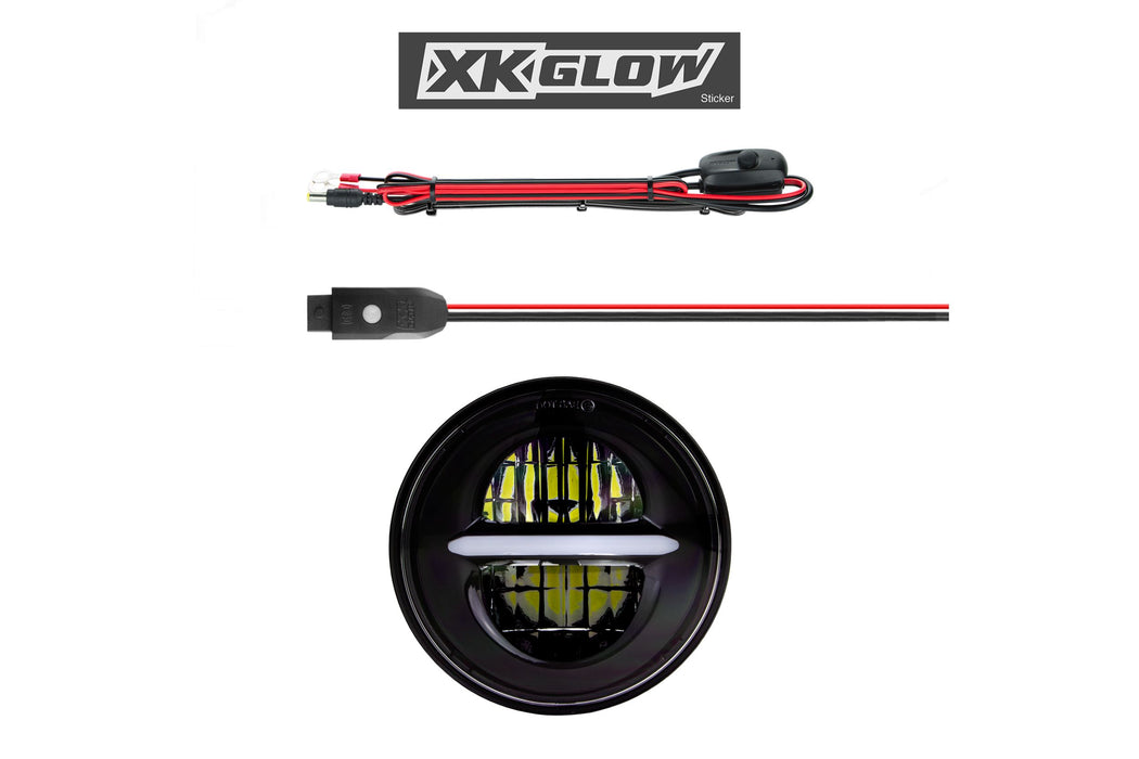 XK Glow XKChrome RGB LED 5.75in Headlight Kit: Chrome w/o Controller (SKU: XK-5IN-KIT-W-NC)