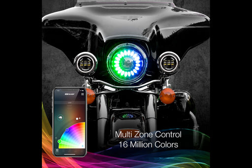 XK Glow XKChrome RGB LED 7in Harley Headlight Kit w/o Controller (SKU: XK-7IN-HD-NC)