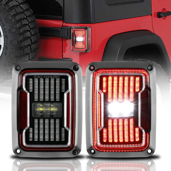 (2pcs/set) LED Tail Light Clear Lens Brake Lamp with Turn Signal & DRL for 2007-2017 Jeep Wrangler JK