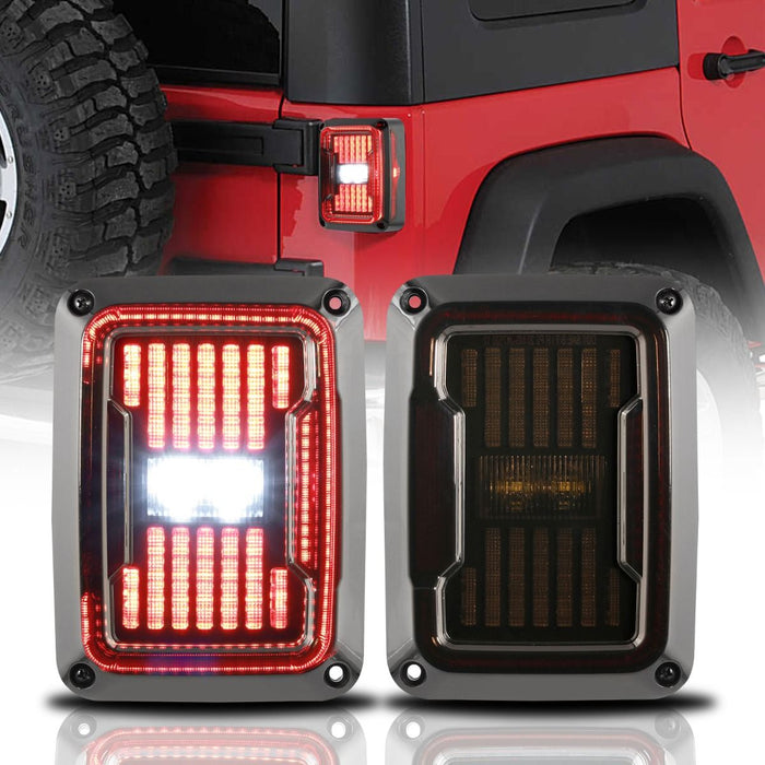 (2pcs/set) LED Tail Light Smoke Lens Brake Lamp with Turn Signal & DRL for 2007-2017 Jeep Wrangler JK