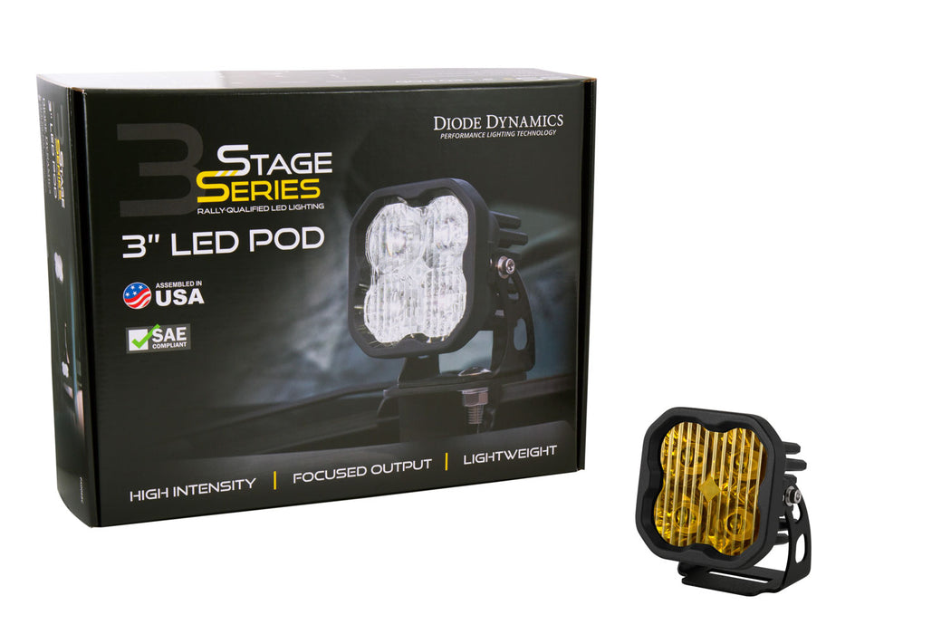 Diode Dynamics SS3 Angled LED Pod with Amber Backlight (Yellow; Single)
