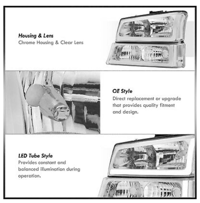 Chevrolet Silverado (03-07; Cateye): LED L-DRL Headlight Assemblies