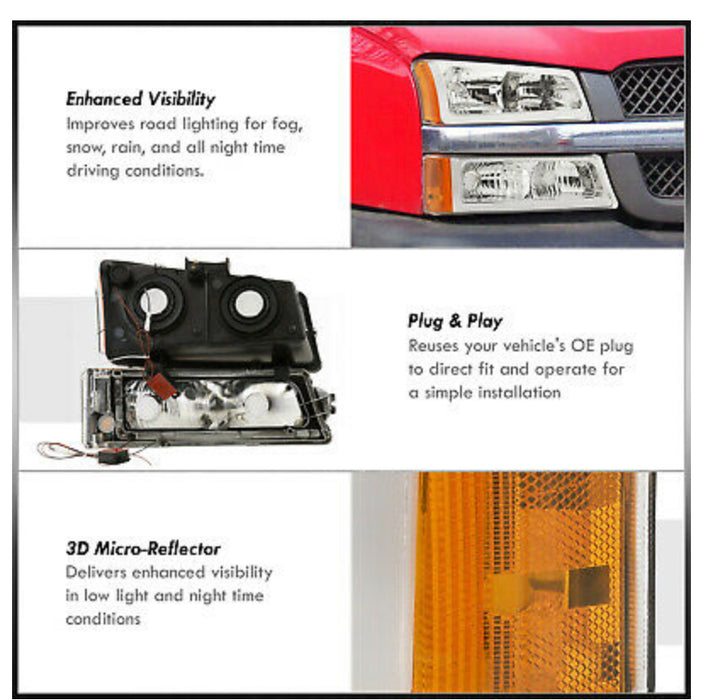 Chevrolet Silverado (03-07; Cateye): LED L-DRL Headlight Assemblies
