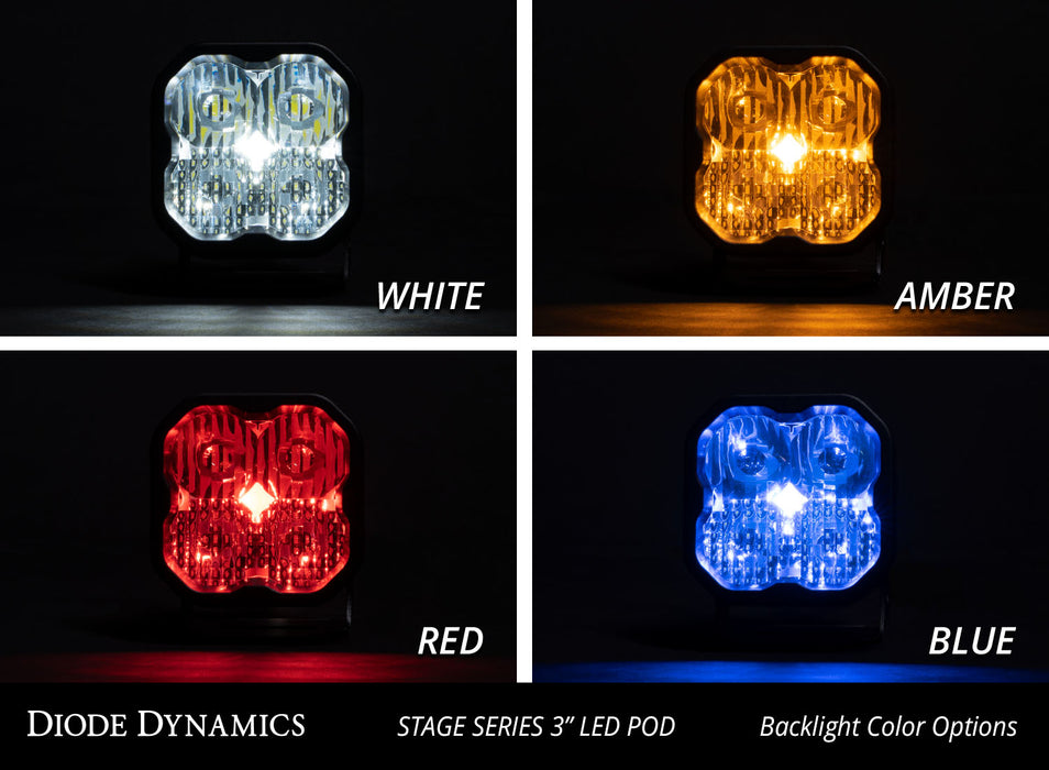 Diode Dynamics SS3 Angled LED Pod with Amber Backlight (White; Single)